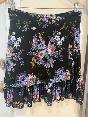 Paco Rabanne black floral mini skirt